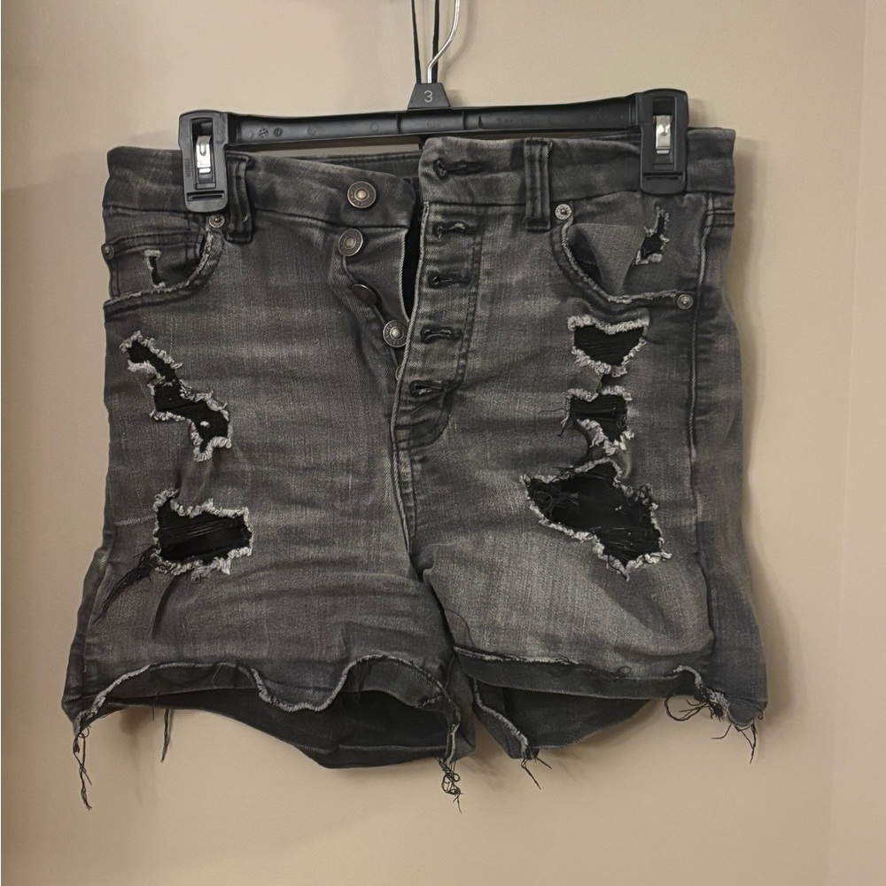 American Eagle Outfitters Distressed Black Jean Shorts